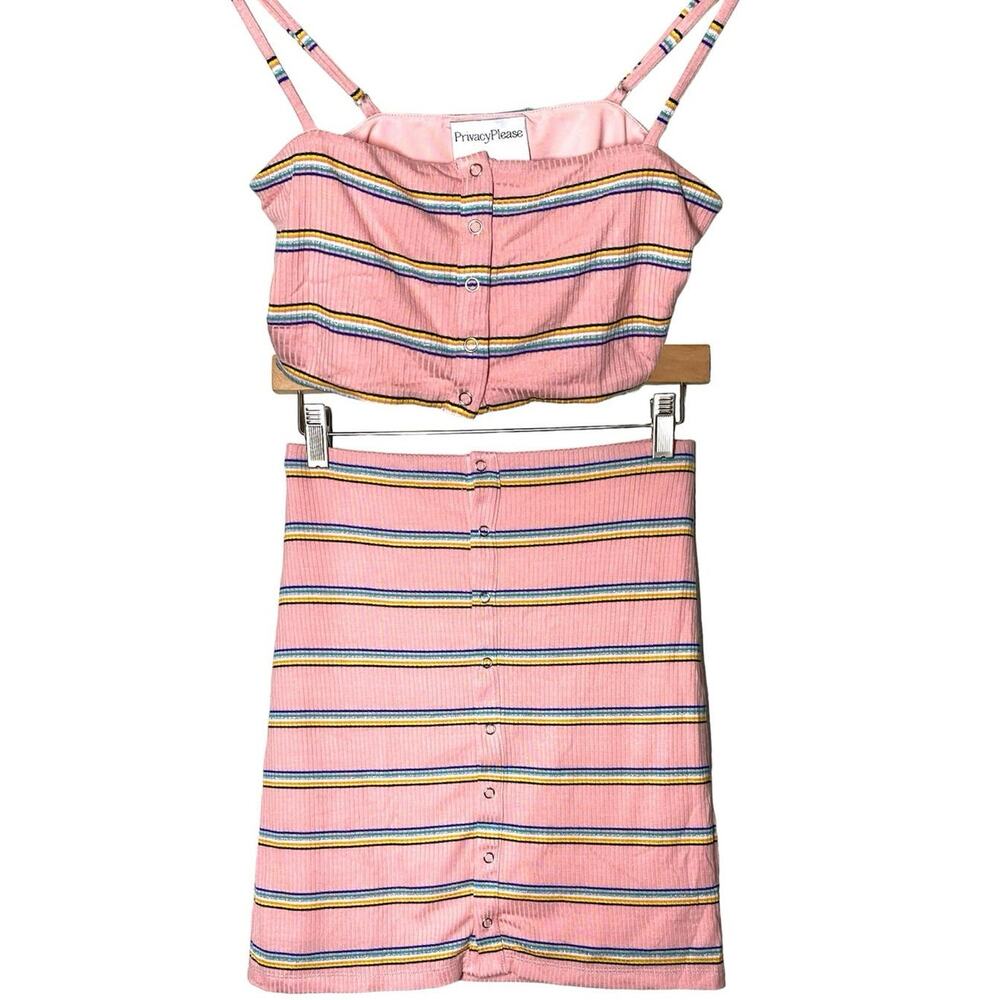 Privacy Please Hopewell Metallic Striped Skirt Set Small Y2k 90s Clueless Beachy